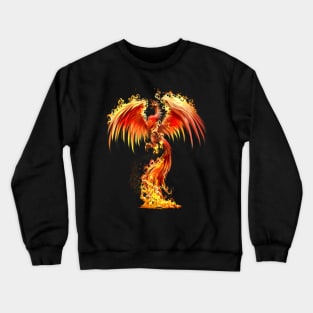 Fantasy Orange Fire Phoenix Rises From The Fiery Ashes Crewneck Sweatshirt